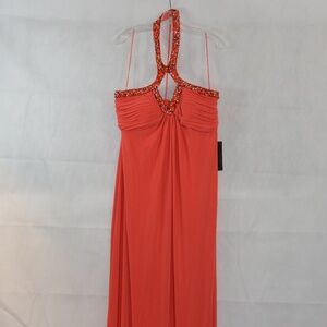 Orange Embellished Halter Style Formal/Prom SZ 16 NWT JS Boutique